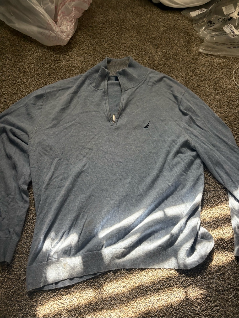 Nautica Men's Light Blue Half-Zip Pullover Sweater
